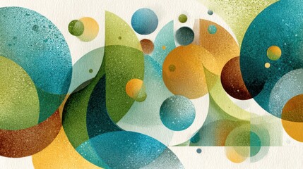 Poster - Fluid shapes blend in a vibrant composition showcasing various circles and curves. The artwork emphasizes harmony and visual interest through its dynamic color palette.