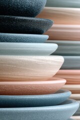 Poster - Intricate details of layered ceramic plates reveal a harmonious blend of colors and textures in an artistic arrangement