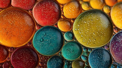 Poster - Captivating patterns of tiny drops glistening in vibrant colors and intricate formations under high-resolution magnification