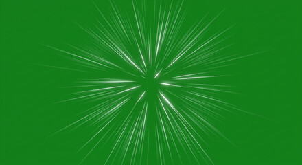 Poster - White light streaks radiating from a central point on a vibrant green background creating a burst effect