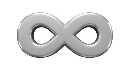 Poster - A shiny gray infinity symbol centered on a white background with a subtle shadow underneath it