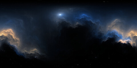 Wall Mural - 360 degree space nebula. giant interstellar cloud with stars, equirectangular projection, environmen