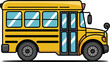 © Graphicmela - Cartoon illustration of a bright yellow school bus with big windows and open doors