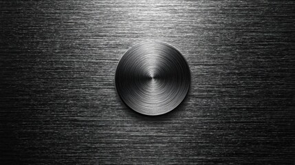 Poster - A circular metallic object is centered on a textured surface, displaying unique patterns and reflections. Soft lighting enhances the details of the metallic finish, creating depth.