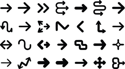 Leinwandbilder - Collection of various black arrow icons directional signage symbols on white background