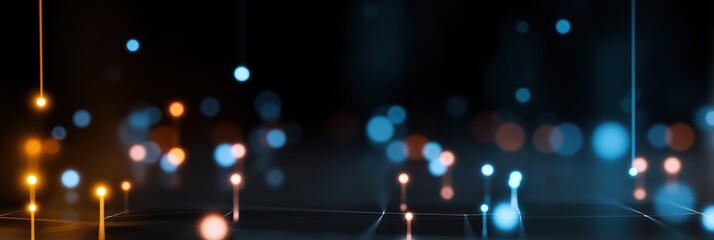 Poster - Abstract glowing lights on dark background with bokeh effect