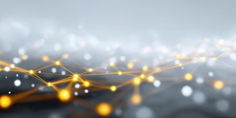 Poster - abstract network background with glowing yellow connections and bokeh effect