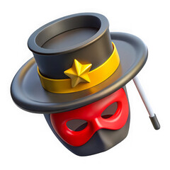 Poster - Hat mask and wand still life on transparent background