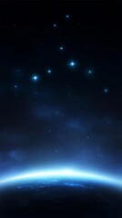 Wall Mural - Bright starry night sky over horizon with glowing celestial bodies