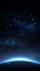 Wall Mural - Starry night sky over horizon with constellations and cosmic glow