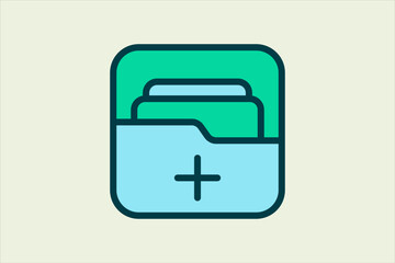 Aufkleber - Add Folder icon. icon related to UI elements. suitable for web site, app, user interfaces,element, printable etc. flat line icon style. simple vector design editable