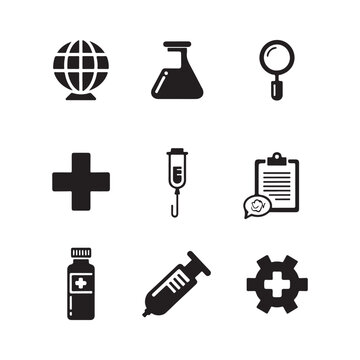 Laboratory icon isolated sign symbol vector illustration. , test tube, champagne, wine bottle and glass, pepper