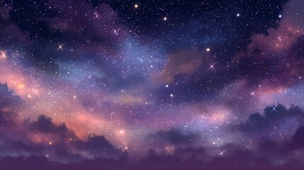 Wall Mural - Beautiful starry night sky with colorful clouds twinkling stars and cosmic wonder