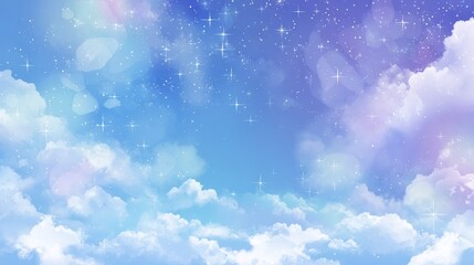 Wall Mural - Dreamy sky with sparkling stars and soft clouds creating a celestial atmosphere