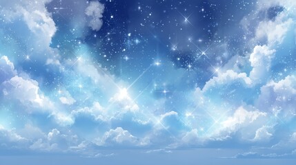 Wall Mural - Starlit night sky with glittering clouds and sparkling stars