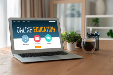 Poster - E-learning website with modish sofware for student to study online on the internet network