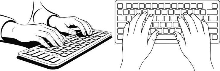 Keyboard Typing Coloring Pages, Printable Hand Position Practice for Kids and Students