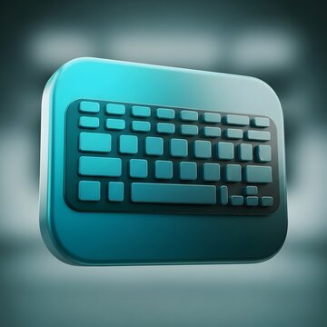 Sleek Teal Keyboard Icon Digital Typing, Computer Input,  Modern Technology, Online Communication, Workspace Essential