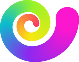 Poster - Color gradient abstract shape. Wavy curved rainbow ribbon. Neon color geometric design element. Dynamic squiggles zigzag figure.