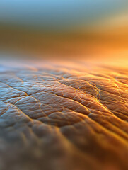 Poster - Texture of natural leather illuminated by warm sunset light in close-up view