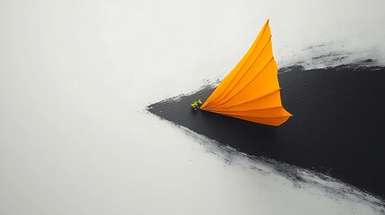 Poster - Orange Umbrella on Black and White Background