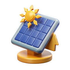 Poster - 3d cartoon solar panel icon isolated on transparent background