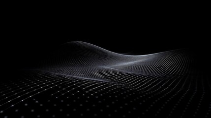 Poster - Abstract Wave Pattern With Dotted Lines On Dark Background