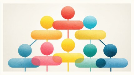 Poster - Brightly colored geometric shapes form a visually striking arrangement that symbolizes connection and collaboration, perfect for a contemporary art or design space.