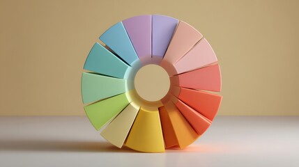 Poster - A circular arrangement of pastel color swatches is on display, showcasing a gradient from light green to soft pink and purple. The palette is set against a light backdrop for emphasis.