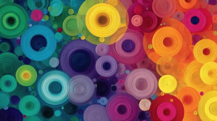 Poster - This artwork features an array of colorful circles overlapping in vibrant shades, creating a lively and engaging abstract design that captivates attention and evokes emotion.