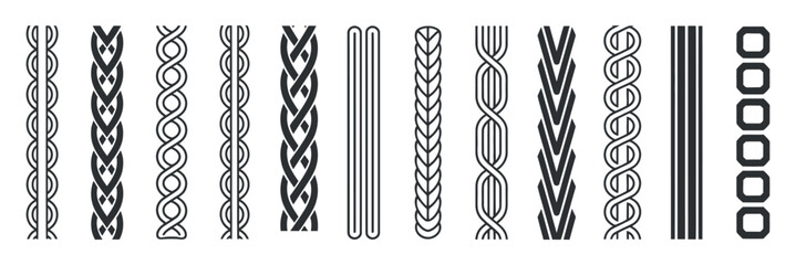 Poster - Set of decorative vertical borders with various patterns