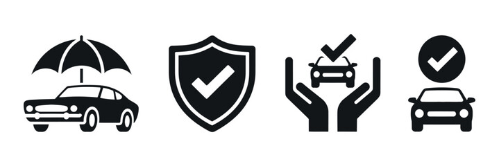 Poster - Car Insurance Icons Set Showing Protection and Security
