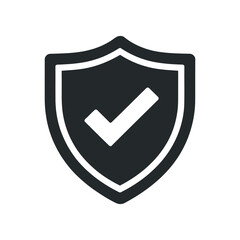Fototapete - Simple black and white shield icon with a check mark