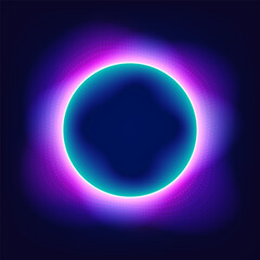 Poster - Interactive Neon Light Ring Futuristic AI Assistant Interface Voice Recognition System Smart Device UI Glowing Digital Effects