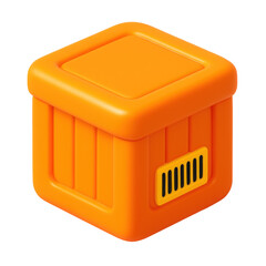 Poster - 3d icon of an orange plastic box with a lid, showcasing a modern design suitable for use in digital applications and graphic representations