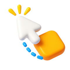 Aufkleber - 3d icon in plastic style depicting an arrow cursor clicking on a square button against a bright background, representing digital interaction and technology.