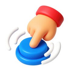 Aufkleber - 3d icon of a hand pressing a blue button with a plastic style on a black background, symbolizing interaction and engagement in technology or gaming contexts