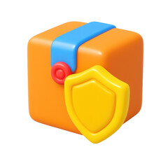 Poster - 3d icon in plastic style showcasing a colorful block with a shield representing security and protection in a playful, modern design for various creative projects