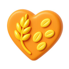 Poster - 3d icon in plastic style depicting a heart with a leaf and seeds, symbolizing love, nature, and organic concepts, set against a black background for striking visual appeal