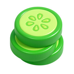 Aufkleber - 3d icon in plastic style featuring stacked green disks with flower patterns, ideal for web design, apps, and playful branding elements.