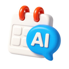 Aufkleber - 3d icon of calendar with ai speech bubble in plastic style, representing technology, time management, and digital communication concepts in modern design