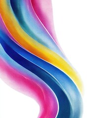 Poster - Watercolor style abstraction of razvnotsvetnye wavy and curved lines of bright colors on a white background. Banner