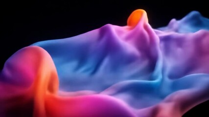 Poster - Abstract, colorful, wave-like forms on a black background