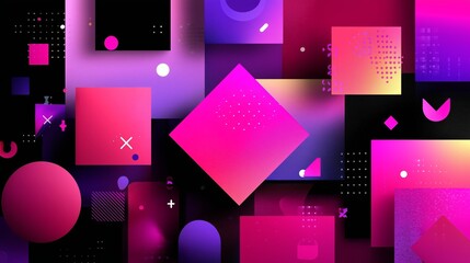 Poster - Colorful abstract geometric design featuring vibrant shapes and patterns in a digital art composition