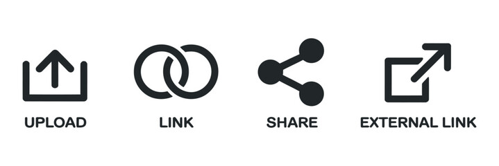 Fototapete - Upload Link Share and External Link Icons Set