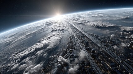 Wall Mural - the image presents a breathtaking view of earth from space.