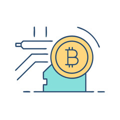 Poster - Modern depiction of Bitcoin integration with technological infrastructure and building design