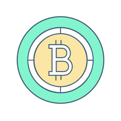 Poster - Stylized Bitcoin Cryptocurrency Icon in a Circular Design with Soft Colors