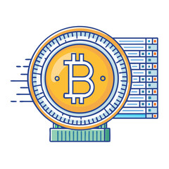Poster - Bitcoin Cryptocurrency and Data Analysis concept illustration showcasing financial technology trends