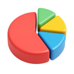 Poster - Vibrant pie chart icon representing data analysis, market share, business and finance concepts, with transparent background